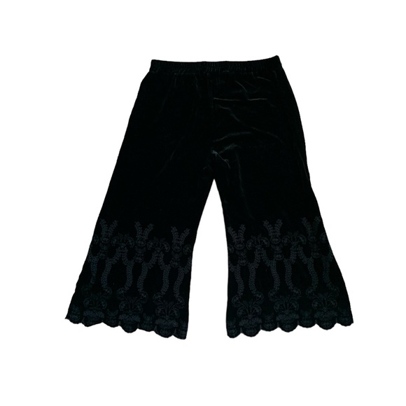 Johnny Was LOVE Uche Cropped Floral Embroidered Wide Leg Velvet Pants LARGE - Picture 6 of 14
